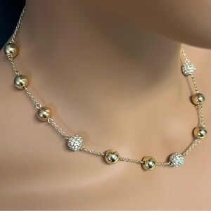 Chaps 18” Gold & Rhinestone Station Necklace